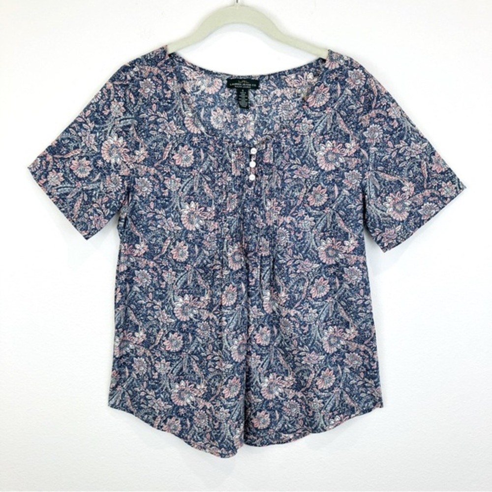 NWOT LRL Lauren Jeans Co. Floral Print Top Sz S